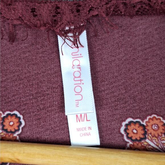 Womens Kimono Medium Large Boho Hippie Retro Festival Open Duster Floral Sheer - Picture 2 of 6